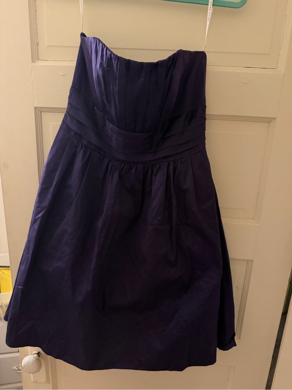 David's Bridal Strapless Deep Purple A-Line Dress